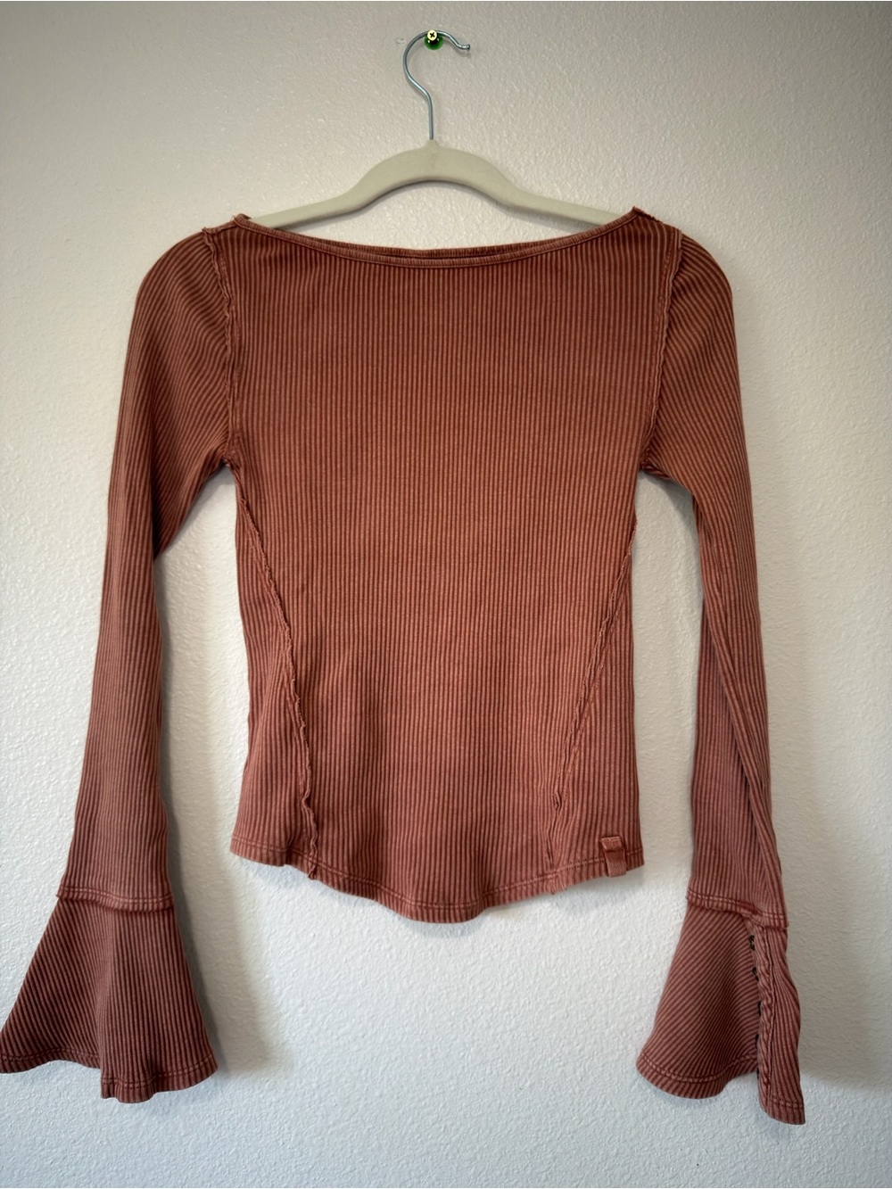 We The Free Ribbed Long-Sleeve Top in Rust